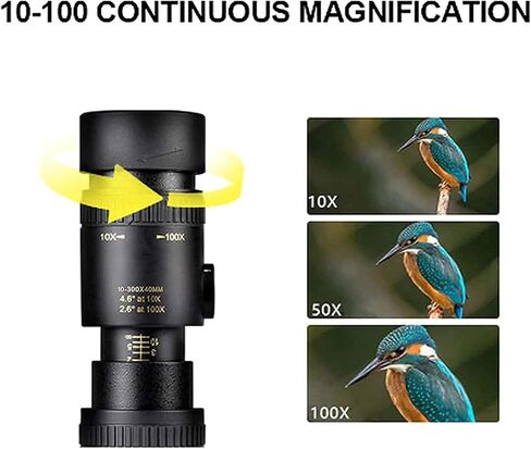4K 10-300x40mm Super Teapto Zoom Telescope Monocular Telescope عالية الدقة BAK4 PRISM DESIGN TELESCOPE أحادي العين مع حامل الهاتف وترايبود لمشاهدة الطيور السفر in Kuwait