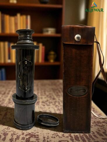 Vintage Brass Telescope with Premium Leather Case, Collapsible 20x Clear Vision Antique Maritime Pirate Spyglass Telescope for Adults, for Nautical & Vintage Décor, 18 inch in Saudi Arabia