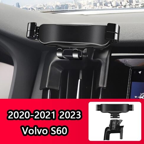 حامل هاتف السيارة لـ Volvo S60 2020-2021 2023 ، حامل قابل للتعديل 360 درجة ، قبضة آمنة ، وسهلة الاستخدام ، ويدًا خالية من اليدين للقيادة الآمنة ، والتصميم اليومي المتين ، والأسود in Saudi Arabia