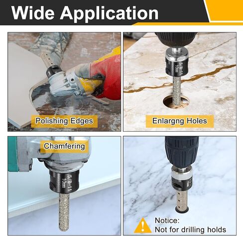 Harfington 2pcs بتات الإصبع الماس 10 مم ديا جاف النواة 2 الثقوب مع 5/8 "-11 مؤشر ترابط الشريط الماس لتوسيع تشكيل طحن الثقوب الموجودة على خزف البلاط الخزفي ، الأسود ، الأسود in Saudi Arabia