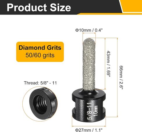 Harfington 2pcs بتات الإصبع الماس 10 مم ديا جاف النواة 2 الثقوب مع 5/8 "-11 مؤشر ترابط الشريط الماس لتوسيع تشكيل طحن الثقوب الموجودة على خزف البلاط الخزفي ، الأسود ، الأسود in Saudi Arabia