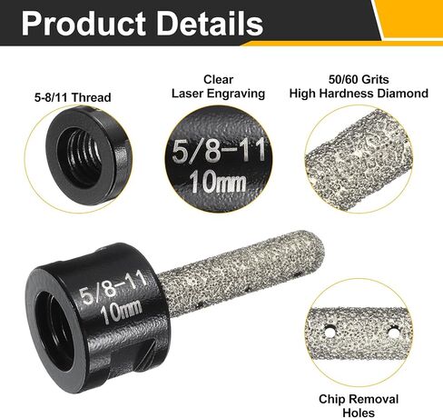 Harfington 2pcs بتات الإصبع الماس 10 مم ديا جاف النواة 2 الثقوب مع 5/8 "-11 مؤشر ترابط الشريط الماس لتوسيع تشكيل طحن الثقوب الموجودة على خزف البلاط الخزفي ، الأسود ، الأسود in Saudi Arabia