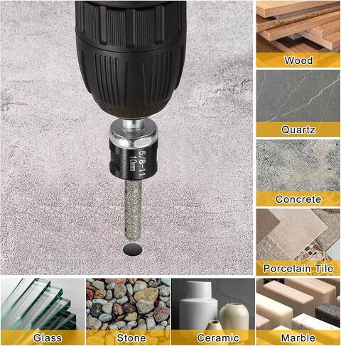Harfington 2pcs بتات الإصبع الماس 10 مم ديا جاف النواة 2 الثقوب مع 5/8 "-11 مؤشر ترابط الشريط الماس لتوسيع تشكيل طحن الثقوب الموجودة على خزف البلاط الخزفي ، الأسود ، الأسود in Saudi Arabia