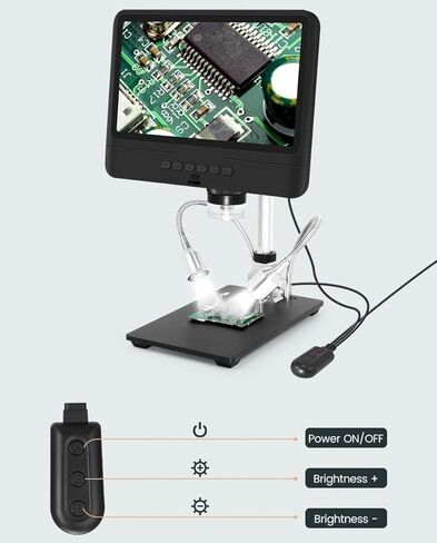 مجهر رقمي 1200x تكبير ، شاشة LCD 8.5 بوصة ، دقة 12 ميجابكسل ، أضواء عن بعد سلكية ، قابلة للتعديل ، لإصلاح دائرة ثنائي الفينيل متعدد الكلور عملة in Saudi Arabia