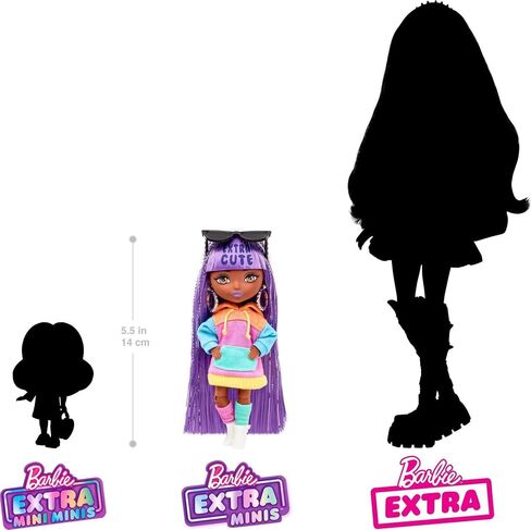 Barbie Extra Minis Doll #8 (5.5 in) Wearing Shimmery Dress & Furry Shrug, with Doll Stand & Accessories, Toy for Kids Ages 3 Years Old & Up in Saudi Arabia