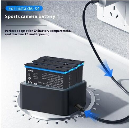 يمكن لشاحن البطارية/البطارية تعيين Insta360 x4 مع كابل الشحن شحن ثلاث بطاريات في نفس الوقت (Charger+2 بطارية) in Kuwait