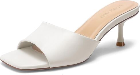 Womens Kitten Heel Sandals Square Toe Open Toe Mules Sandals | Chic 2.3 Inch Dressy Stiletto Heeled Sandals Slip On for Party, Daily Casual in Kuwait