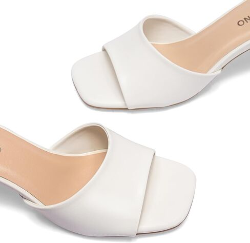 Womens Kitten Heel Sandals Square Toe Open Toe Mules Sandals | Chic 2.3 Inch Dressy Stiletto Heeled Sandals Slip On for Party, Daily Casual in Kuwait