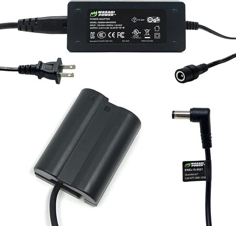 Wasabi Power ENEL15 Dummy Battery DC Coupler & AC Adapter for EP-5B and Nikon EN-EL15, EN-EL15b, EN-EL15c & D500, D610, D750, D780, D800, D810, D850, D7000/D7100, D7200, D7500, Z5, Z6, Z7, 1 V1 & more in Saudi Arabia