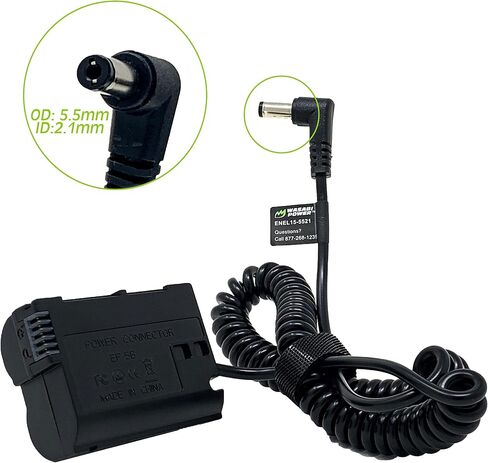Wasabi Power ENEL15 Dummy Battery DC Coupler & AC Adapter for EP-5B and Nikon EN-EL15, EN-EL15b, EN-EL15c & D500, D610, D750, D780, D800, D810, D850, D7000/D7100, D7200, D7500, Z5, Z6, Z7, 1 V1 & more in Saudi Arabia