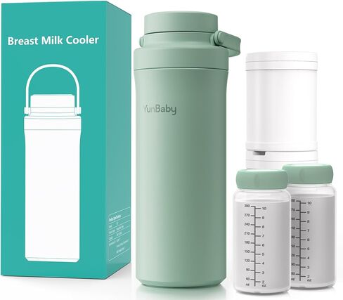 22oz المحمولة ، تبريد حليب الأم ، مغير اللعبة مع حزمة ثلج بارد 360 درجة لمدة 30 ساعة ، ورضع الطفل الرضاعة الطبيعية مع زجاجات 2 مساءً لتخزين حليب الأم (أخضر) in Kuwait