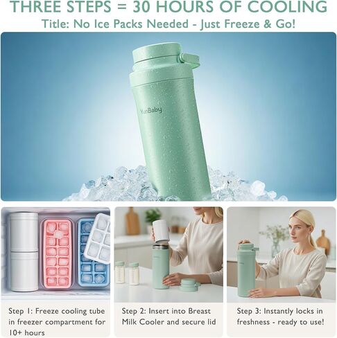 22oz المحمولة ، تبريد حليب الأم ، مغير اللعبة مع حزمة ثلج بارد 360 درجة لمدة 30 ساعة ، ورضع الطفل الرضاعة الطبيعية مع زجاجات 2 مساءً لتخزين حليب الأم (أخضر) in Kuwait