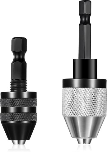 2 Pack Keyless Drill Chuck for Impact Driver, 1/4 Inch Hex Shank Drill Chuck Fast Change Converter Extension Drills Bit Adapter Keyless Chucks, Chucks Conversion Adapter in 0.3-3.6mm, 0.3-6.5mm in Saudi Arabia