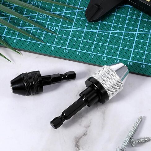 2 Pack Keyless Drill Chuck for Impact Driver, 1/4 Inch Hex Shank Drill Chuck Fast Change Converter Extension Drills Bit Adapter Keyless Chucks, Chucks Conversion Adapter in 0.3-3.6mm, 0.3-6.5mm in Saudi Arabia