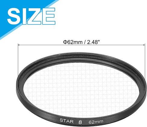 Generic 62mm Star Lens Filter, 8-Point Star Effect for Night Scenery, Glassworks & Metal Works Photography, Black, Optical Glass & Aluminum Frame in Saudi Arabia