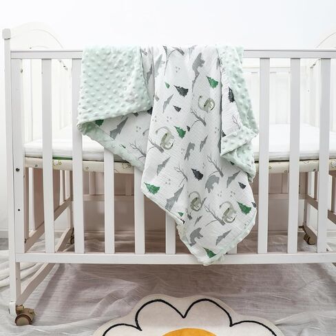 Flamingo Baby Blanket with Dotted Backing Girl Gift, Forest Double Layer Nursery Bed Blankets,Soft Plush Newborn Infant Toddler Kid Crib Bedding 32x40(Pink) in Saudi Arabia