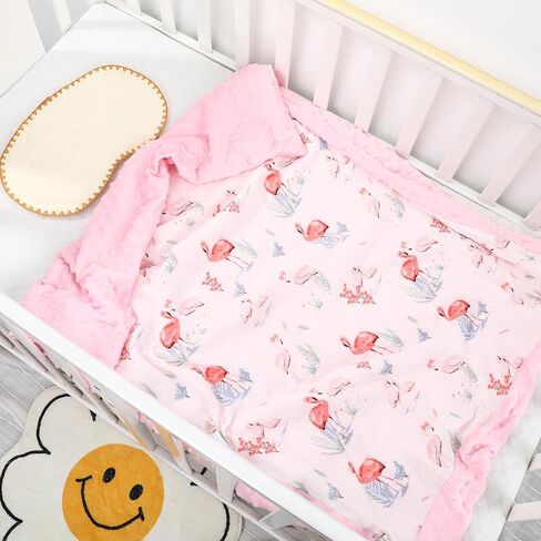 Flamingo Baby Blanket with Dotted Backing Girl Gift, Forest Double Layer Nursery Bed Blankets,Soft Plush Newborn Infant Toddler Kid Crib Bedding 32x40(Pink) in Saudi Arabia