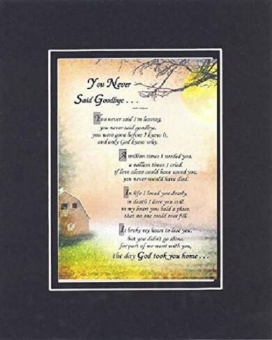 Goodoldsaying - قصيدة للفجيعة - لم تقل أبدًا قصيدة وداعًا على 11 × 14 بوصة مشطوفة (أسود على الذهب) in Saudi Arabia