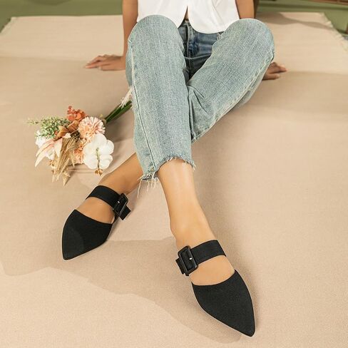 Pointed Toe Mules for Women Flats，Slip On Mules Backless，Wide Width Mules，Mule Slides Flats Sandals in Saudi Arabia