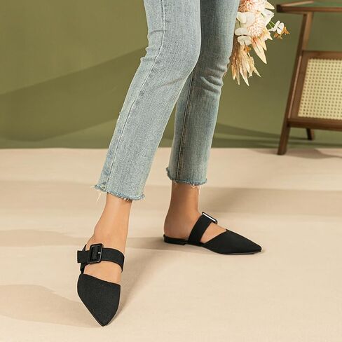 Pointed Toe Mules for Women Flats，Slip On Mules Backless，Wide Width Mules，Mule Slides Flats Sandals in Saudi Arabia