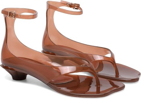 Jelly Shoes for Women Comfortable Clear Flip Flop Low Heel Thong Jelly Sandals with Buckle Ankle Strap Casual Summer Beach Sandals Dressy Clear Womens Pumps. in Saudi Arabia