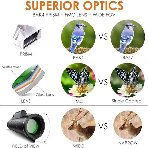 تلسكوب أحادي 40 × 60 إد زجاجًا أحاديًا فائقة العدوى متعددة in Kuwait