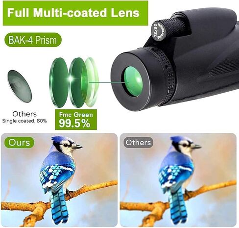 تلسكوب أحادي 12x50 HD أحادي العين 2021 أحادي المائية مع ترايبود محول الهواتف الذكية لمشاهدة الطيور المشي لمسافات طويلة لمشاهدة لعبة كرة الحفلات الموسيقية in Kuwait