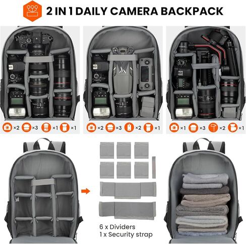 TARION Camera Backpack for Photographers Medium Lightweight 15L Black TB-M in Kuwait