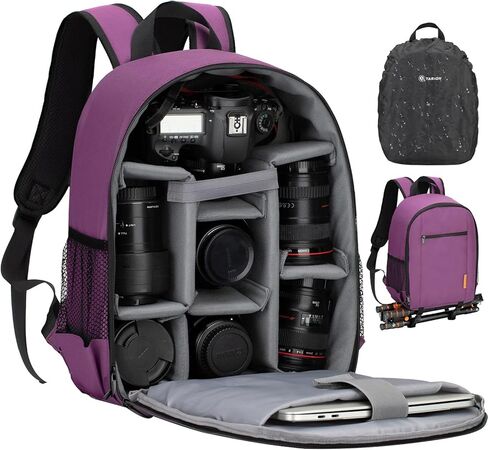 TARION Large Camera Backpack for Photographer - Photography Backpack with 16in Laptop Sleeve Waist Belt Side & Back Access DLSR Camera Bag with Waterproof Raincover for Outdoor Travel Black Thorner in Kuwait