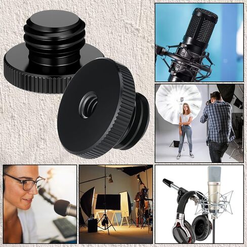 2 PCS Mic Stand Adapter, 1/4 to 5/8 Screw Tripod Adapter 1/4 Female to 5/8 Male for Tripod Laser Level Adapters Microphone Stand Mount Camera Black in Saudi Arabia