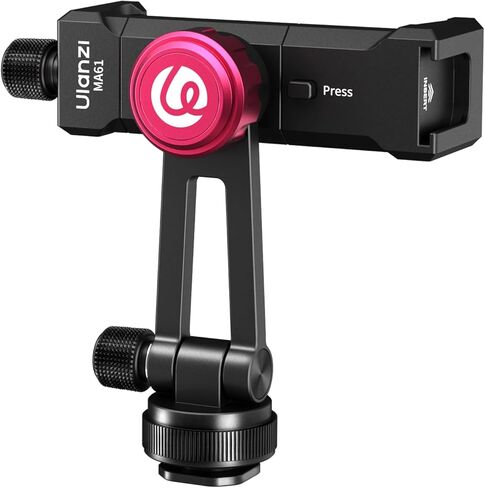 Ulanzi MA61 Metal Phone Tripod Mount مع حذاء بارد ، 360 درجة قابلة للتعديل حذاء كاميرا هاتفية للتركيب لجهاز iPhone 16 15 14 Pro Max ، Samsung Galaxy ، مشبك سبيكة الألمنيوم للتدفق المباشر ، البث المباشر ، الفيديو in Kuwait