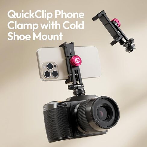 Ulanzi MA61 Metal Phone Tripod Mount مع حذاء بارد ، 360 درجة قابلة للتعديل حذاء كاميرا هاتفية للتركيب لجهاز iPhone 16 15 14 Pro Max ، Samsung Galaxy ، مشبك سبيكة الألمنيوم للتدفق المباشر ، البث المباشر ، الفيديو in Kuwait