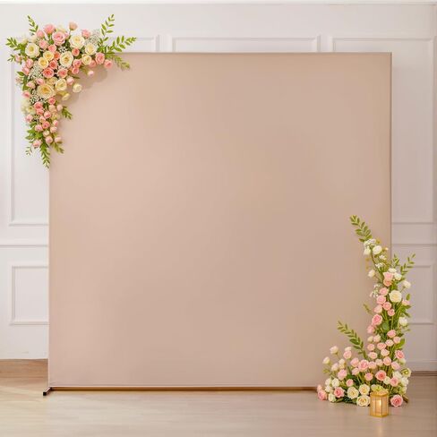 6.6FT x 6.6FT Nude Square Arch Backdrop Covers Spandex Fitted Wedding Arch Covers Stretchy Backdrop for Baby Shower Birthday Party Bridal Shower Ceremony Photo Photography Background Decorations in Kuwait