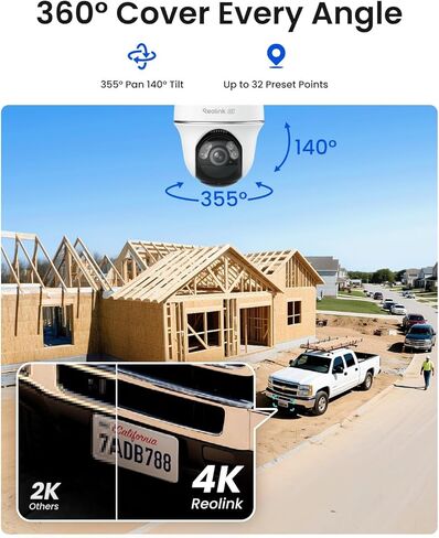 Reolink 4K 4G LTE 360 ° Cellular Security Camera Wireless Outdoor +128G SD CARD - 4PACK ، NO WIFI تعمل بالطاقة الشمسية ، شملت بطاقة SIM ، رؤية ليلية ملونة 8 ميجابكسل ، تخزين محلي/سحابة ، GO PT ULTRA +SOLAR PLANE 2 in Saudi Arabia