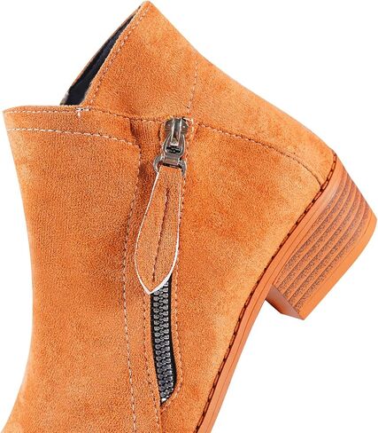 Women's Mug Pointed Toe Faux Suede Stacked Heel Western Ankle Bootie in Kuwait