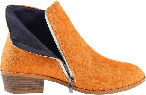 Women's Mug Pointed Toe Faux Suede Stacked Heel Western Ankle Bootie in Kuwait