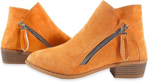Women's Mug Pointed Toe Faux Suede Stacked Heel Western Ankle Bootie in Kuwait