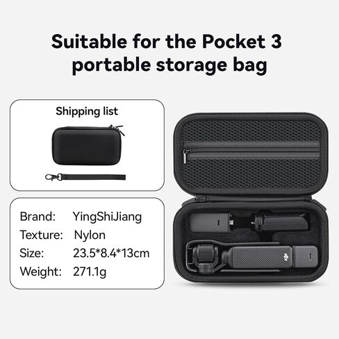 Osmo Pocket 3 Case,Perfect Fit Portable PU Storage Pouch Bag for DJI Osmo Pocket 3 Creator Combo Accessories,Perfectly Compatible with DJI Osmo Pocket 3(Black) in Saudi Arabia