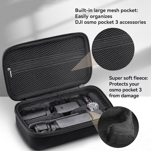 Osmo Pocket 3 Case,Perfect Fit Portable PU Storage Pouch Bag for DJI Osmo Pocket 3 Creator Combo Accessories,Perfectly Compatible with DJI Osmo Pocket 3(Black) in Saudi Arabia