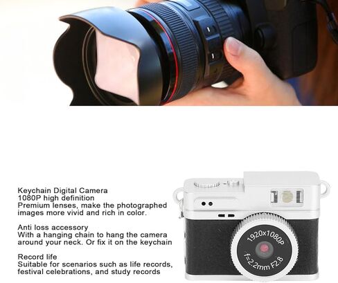 ASHATA Mini Keychain Camera, 1080P FHD Retro Camera with Chain Necklace Flash Light,Portable Small Cameras Vintage Compact Cameras Video Recorder for Travel Study Recording (Green) in Saudi Arabia