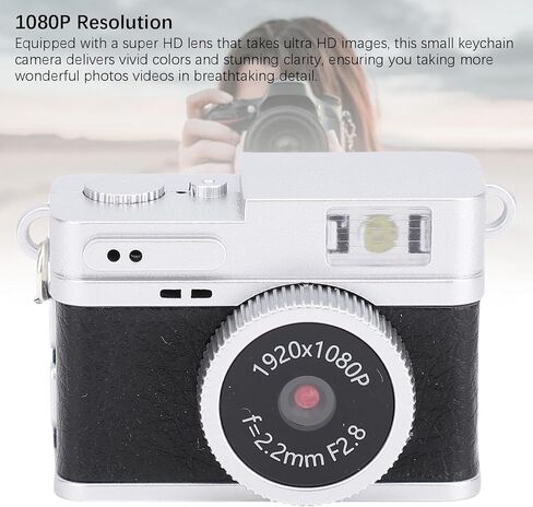 ASHATA Mini Keychain Camera, 1080P FHD Retro Camera with Chain Necklace Flash Light,Portable Small Cameras Vintage Compact Cameras Video Recorder for Travel Study Recording (Green) in Saudi Arabia
