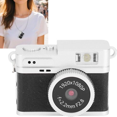 ASHATA Mini Keychain Camera, 1080P FHD Retro Camera with Chain Necklace Flash Light,Portable Small Cameras Vintage Compact Cameras Video Recorder for Travel Study Recording (Green) in Saudi Arabia