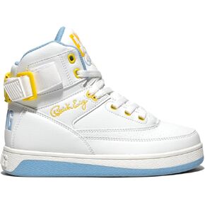 Ewing Patrick Athletics Women 33 Hi Orion Sneakers - White/Sky Blue/Yellow ، تصميم ريترو مبدع ، أعلى نباتي in Kuwait