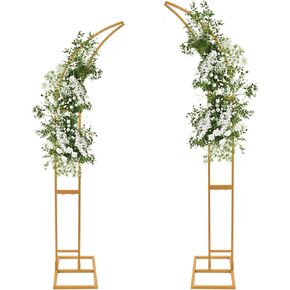 2 PCS Curved Wedding Stands Wedding Arched Bracket 6.89ft and 6.23ft Solid Base Arch Backdrop Stand for Ceremony Bridal Baby Shower Birthday Anniversary (Golden) in Saudi Arabia