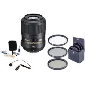 Nikon 85mm F/3.5g AF-S DX Micro Nikkor ED (VR-II) عدسة-حزمة مع مجموعة مرشحات 52 مم مؤيدية ، Lenscap مقود ، طقم تنظيف العدسات الاحترافية in Kuwait