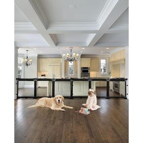 Dearlomum Extra Wide Baby Gate Playpen with Heat-Resistant Mesh,8 Panel Foldable Baby Fence,Indoor/Outdoor Safety Barrier,Dog Playpen & Fireplace Baby Gate,Grey in Kuwait