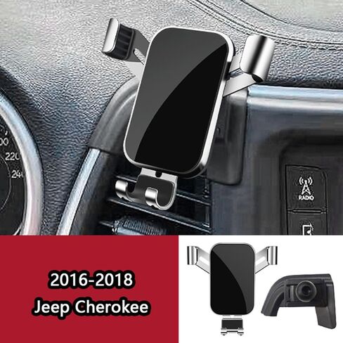 حامل هاتف السيارة لجيب Cherokee 2016-2018 ، حامل قابل للتعديل بزاوية 360 درجة ، قبضة آمنة ، وسهلة الاستخدام ، وخالية من اليدين للقيادة الآمنة ، والتصميم اليومي المتين ، والأسود in Kuwait