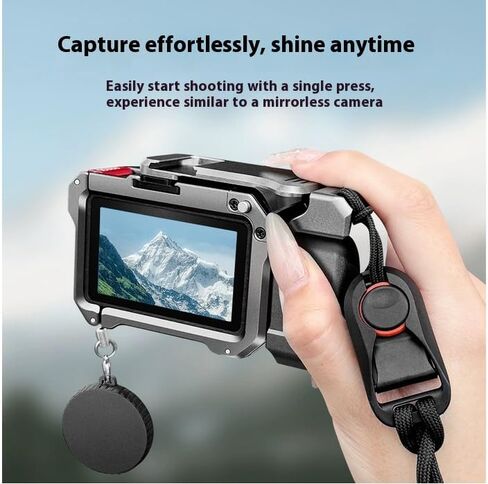 مجموعة حامل قبضة الكاميرا ، مجموعة قفص الكاميرا ل DJI Action 5 Pro/Action 4/Action 3 ، مادة سبيكة الألومنيوم مع زر الغالق ، الحبل in Saudi Arabia