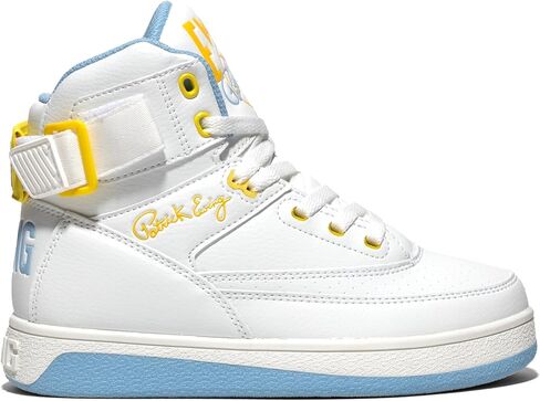 Ewing Patrick Athletics Women 33 Hi Orion Sneakers - White/Sky Blue/Yellow ، تصميم ريترو مبدع ، أعلى نباتي in Kuwait