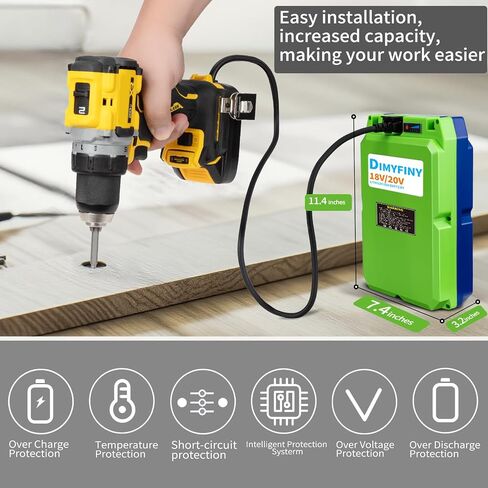 20v 15ah/20ah/30ah/40ah بطارية الليثيوم لأدوات الطاقة DeWalt & Makita ، مع الشاحن ، حماية BMS ، متوافقة مع DCB200 DCB201 DCW203 DCB207 DCB206 ، بطارية بديلة طويلة الأمد سعة طويلة السعة in Kuwait